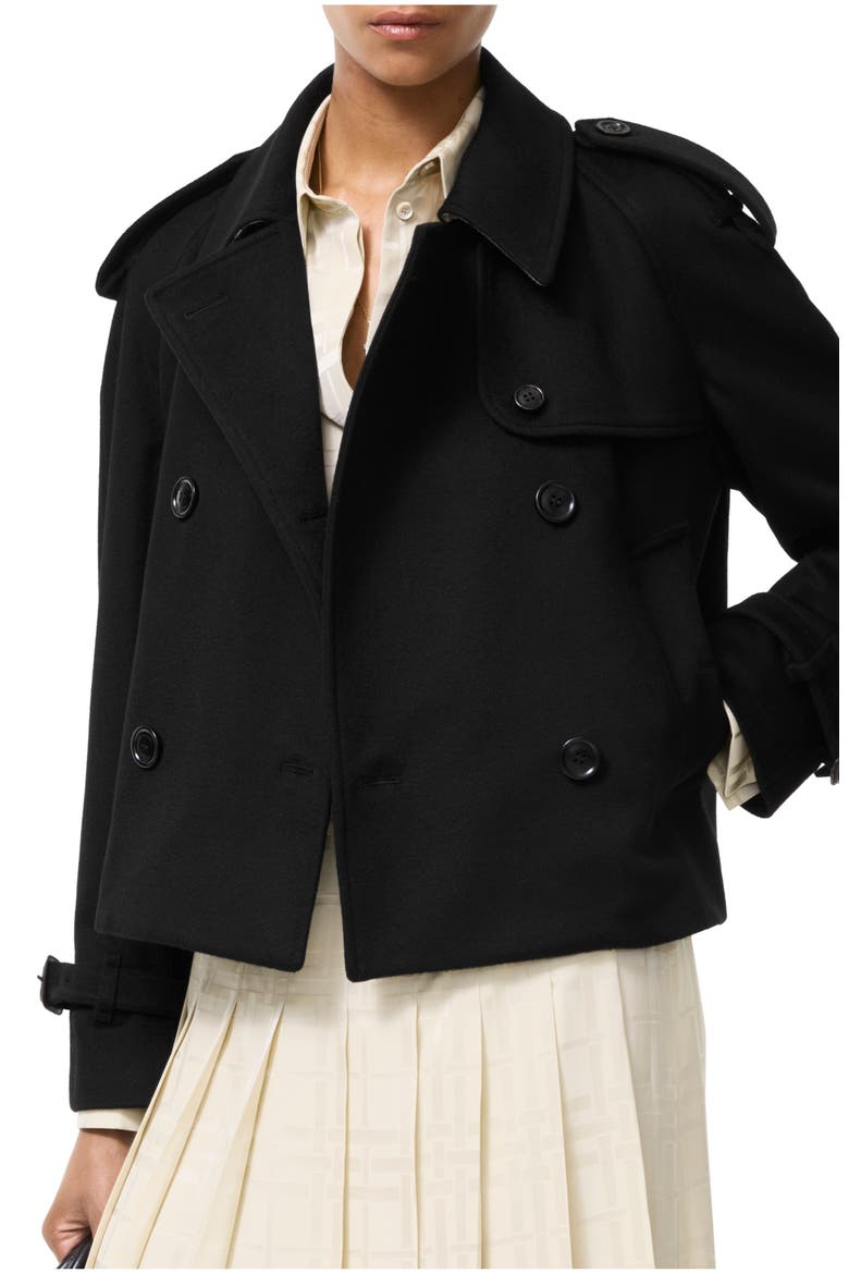 Cropped Cashmere Mayfair Trench Jacket, Main, color, Black