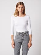 Majestic Filatures Soft Touch 3/4 Sleeve Merrow Edge Boatneck T-Shirt