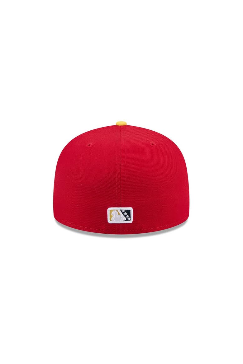 Men's New Era  Red Binghamton Rumble Ponies Theme Nights 59FIFTY Fitted Hat, Alternate, color, Red