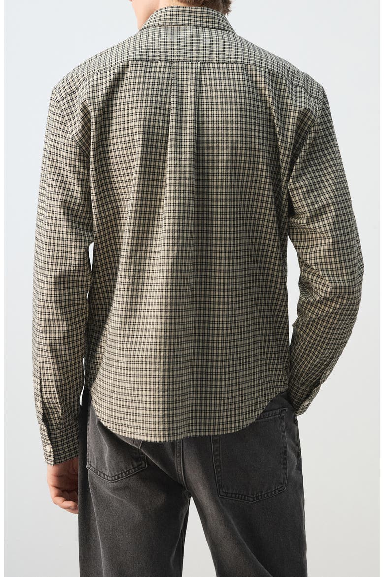 Regular Fit Check Cotton Blend Button-Up Shirt, Alternate, color, BEIGE