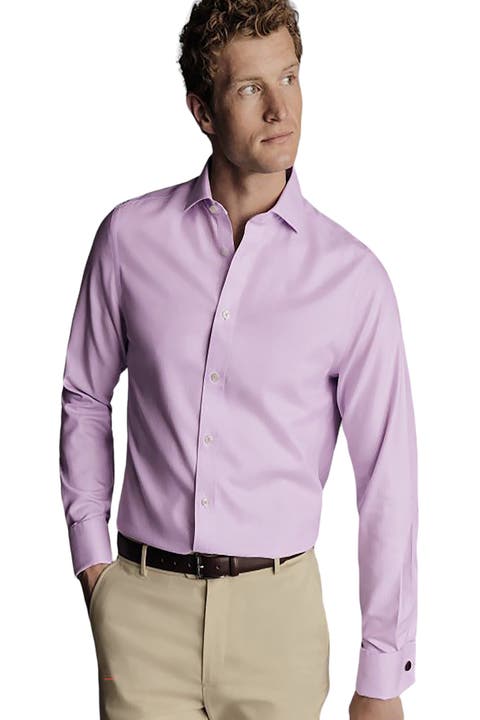 Non-Iron Clifton Weave Cutaway Slim Fit Shirt Double Cuff