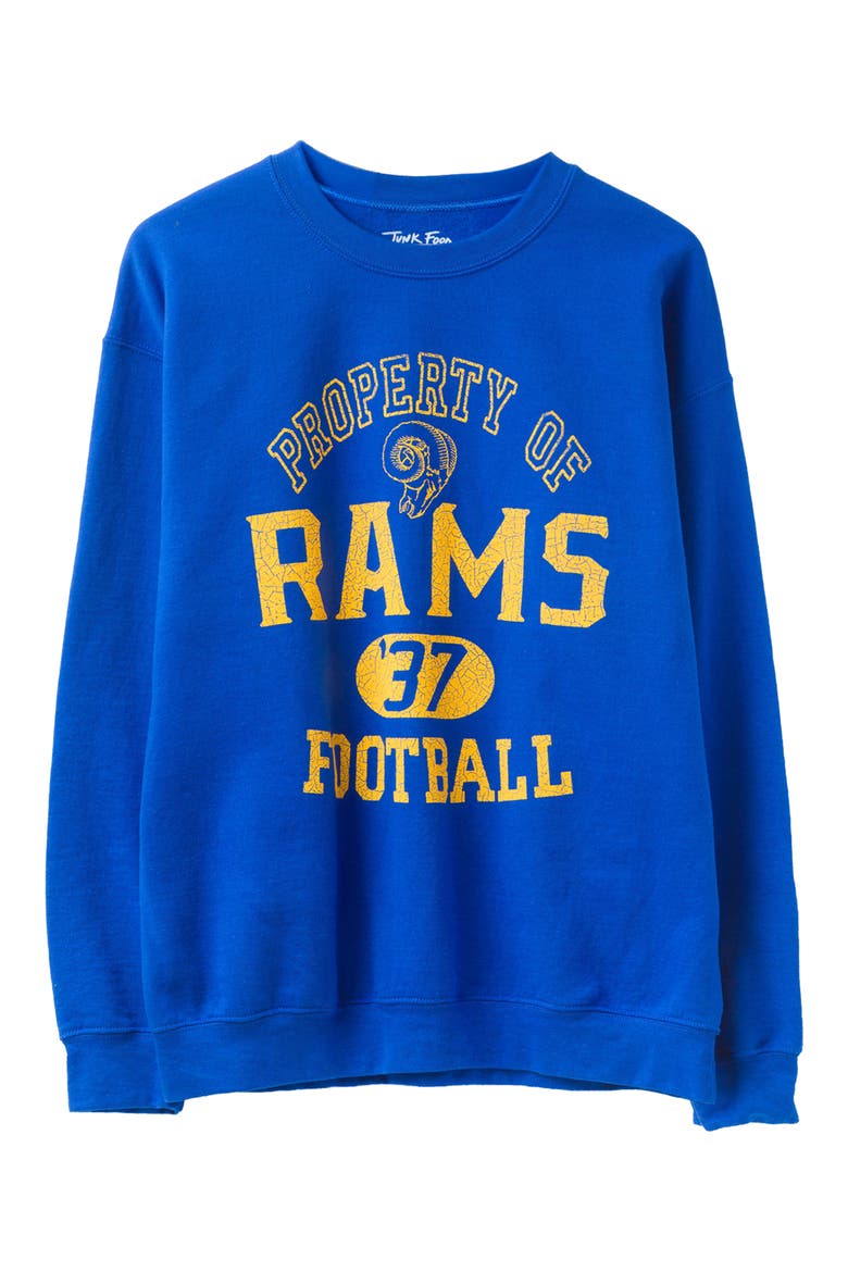 Los Angeles Rams Property of Flea Market Crewneck Sweatshirt, Main, color, ROYAL