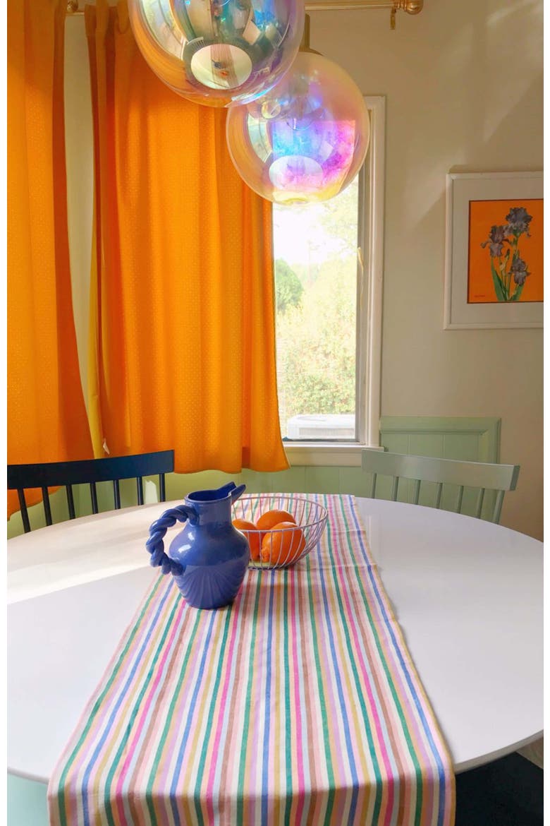 Valentina Rainbow Striped Handwoven Cotton Table Runner, Alternate, color, Rainbow