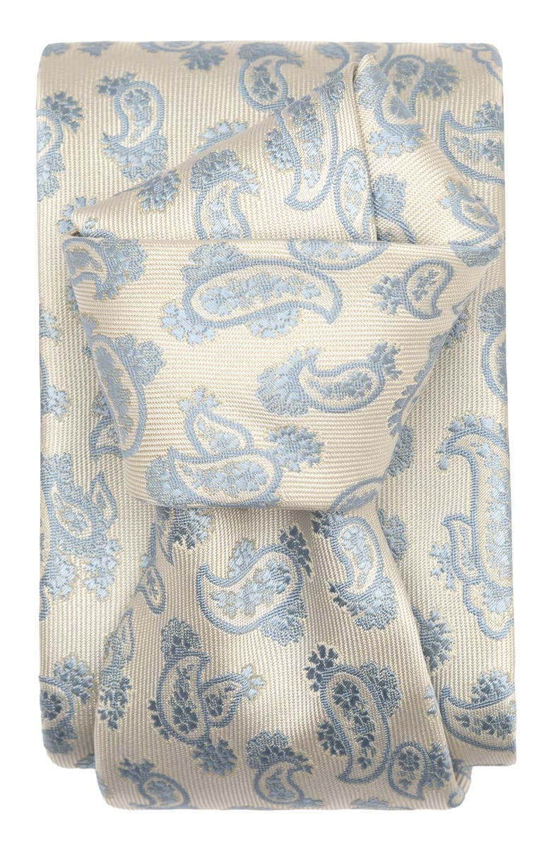 Elizabetta Colombo - Extra Long Silk Jacquard Tie for Men, Alternate, color, Sky Blue