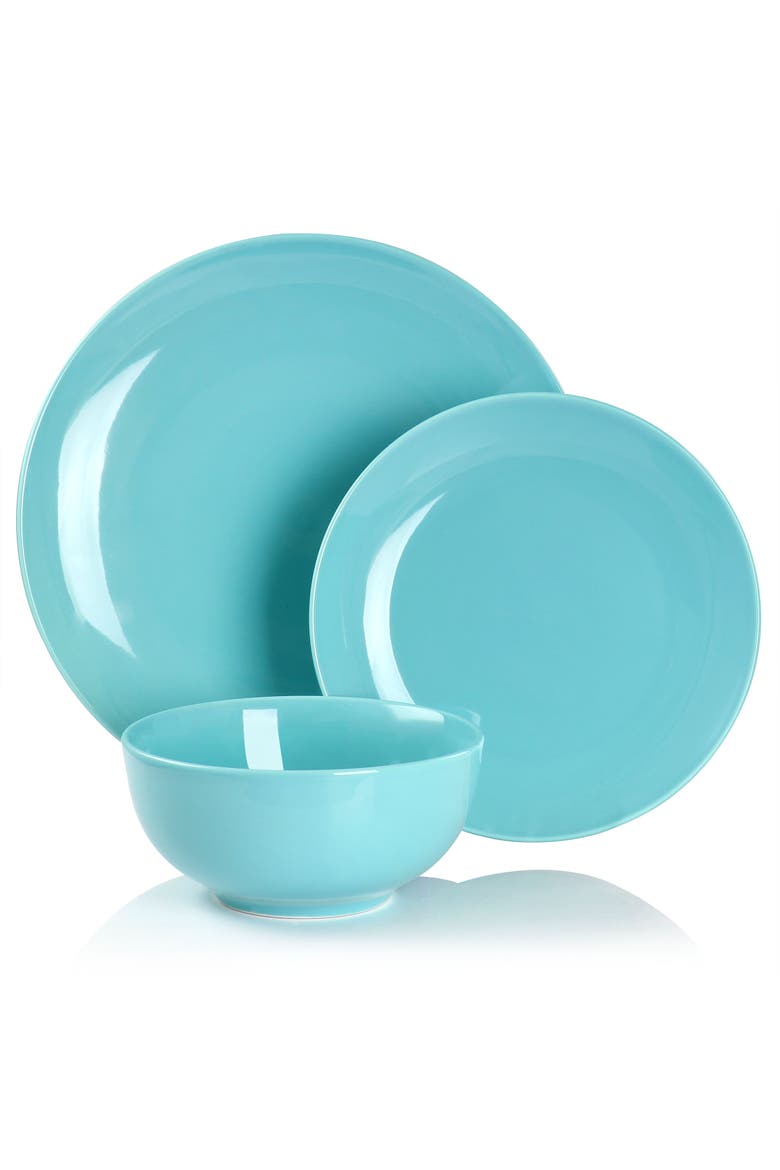 Luna 18 Piece Porcelain Dinnerware Set, Alternate, color, Blue