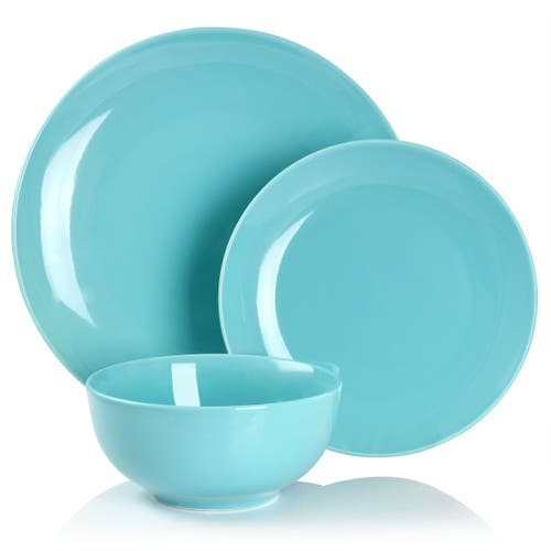 Elama Luna 18 Piece Porcelain Dinnerware Set In Blue