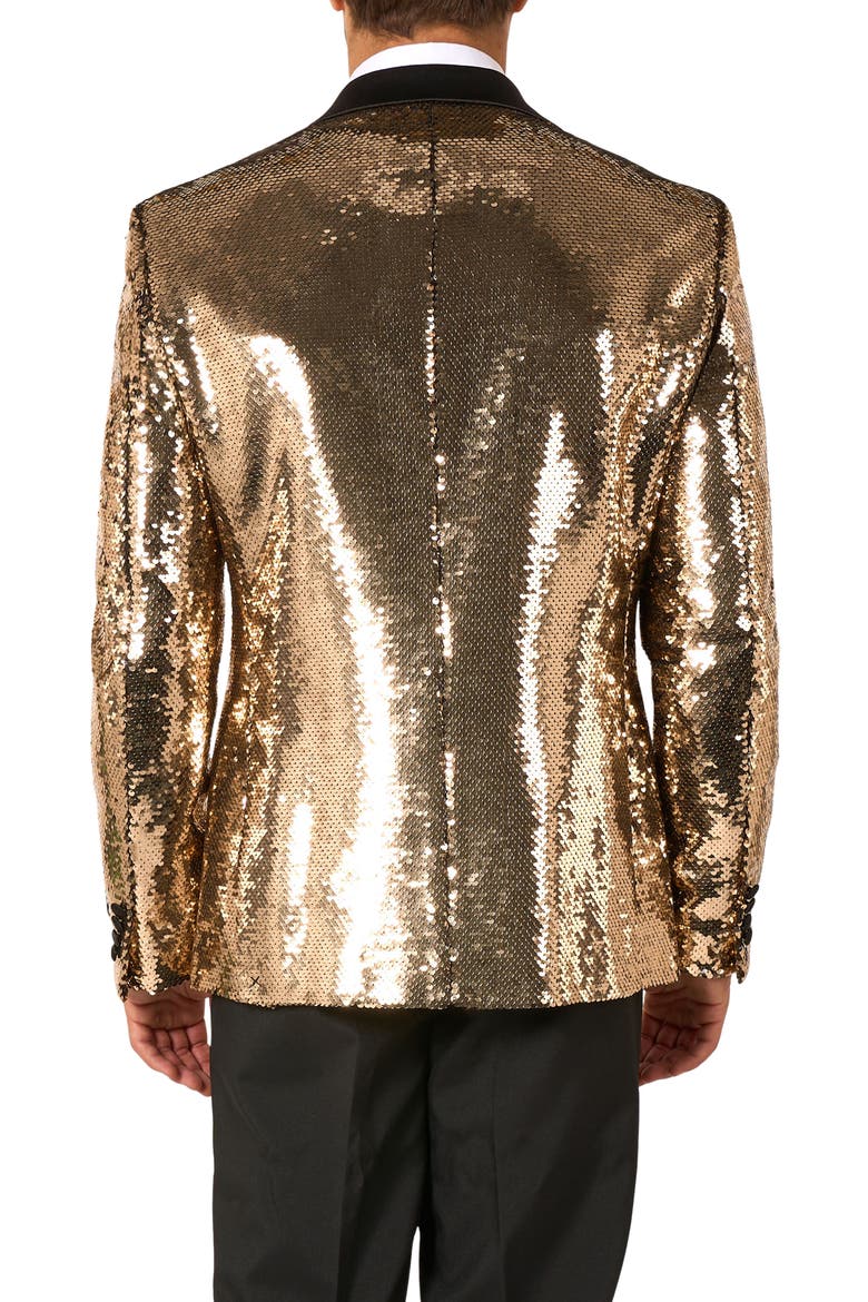 Groovy Gold Sequin Dinner Jacket, Alternate, color, GOLD