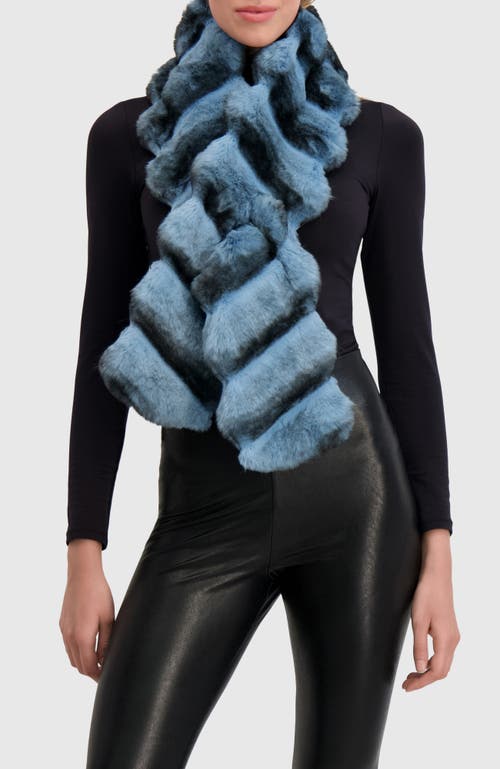 Lyla Grant Fur-free Chinchilla (faux Fur) Pull-through Scarf In Blue