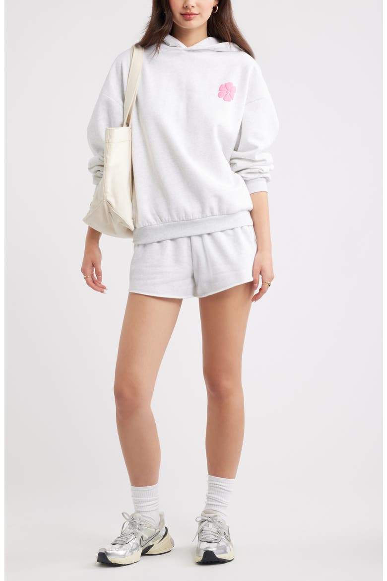Foldover Fleece Mini Sweat Shorts, Alternate, color, GREY FOG HEATHER
