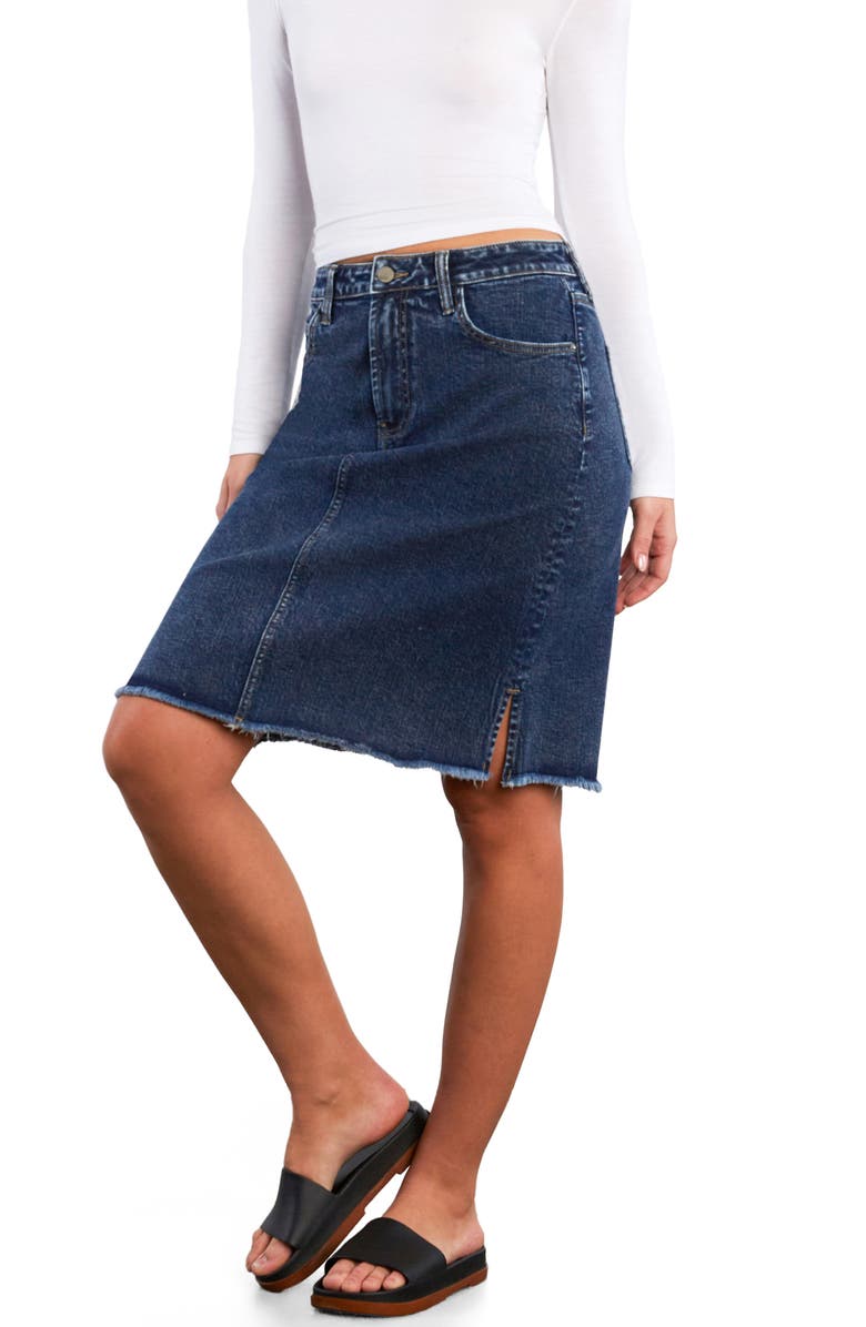 Wash Lab Denim Fray Hem Denim Skirt, Alternate, color, Petal Denim
