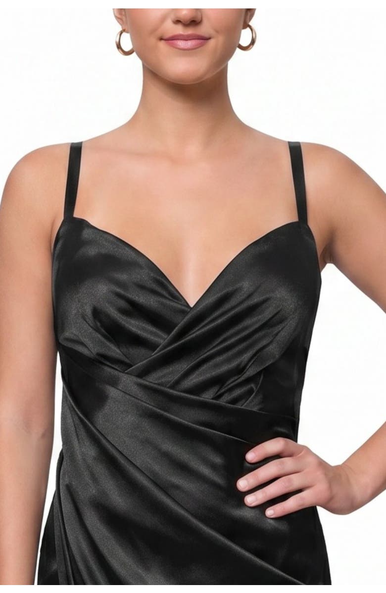 RACHEL Rachel Roy Bree Satin Wrap Midi Dress, Alternate, color, Black