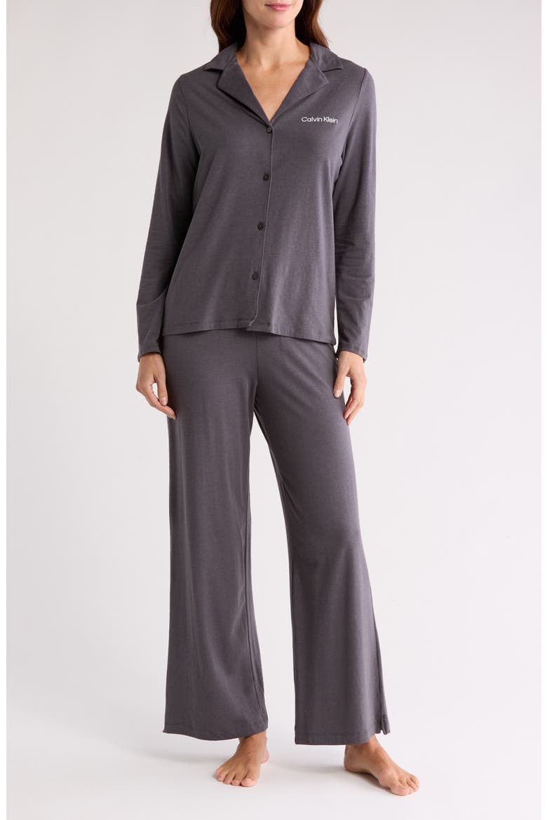 Logo Long Pajamas, Main, color, 5DG ASHFORD GRE