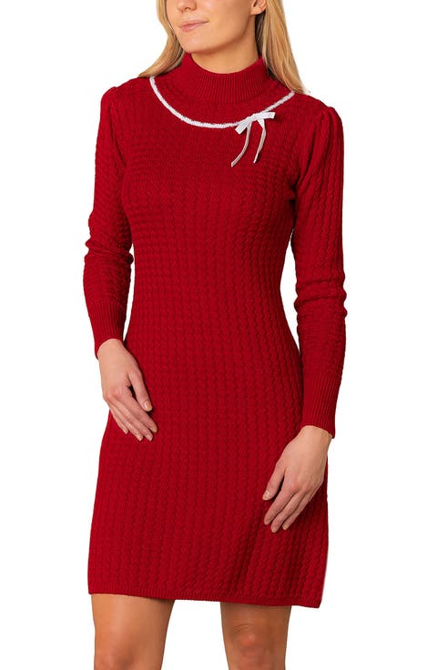 Organic Mock Neck Cable Sweater Dress