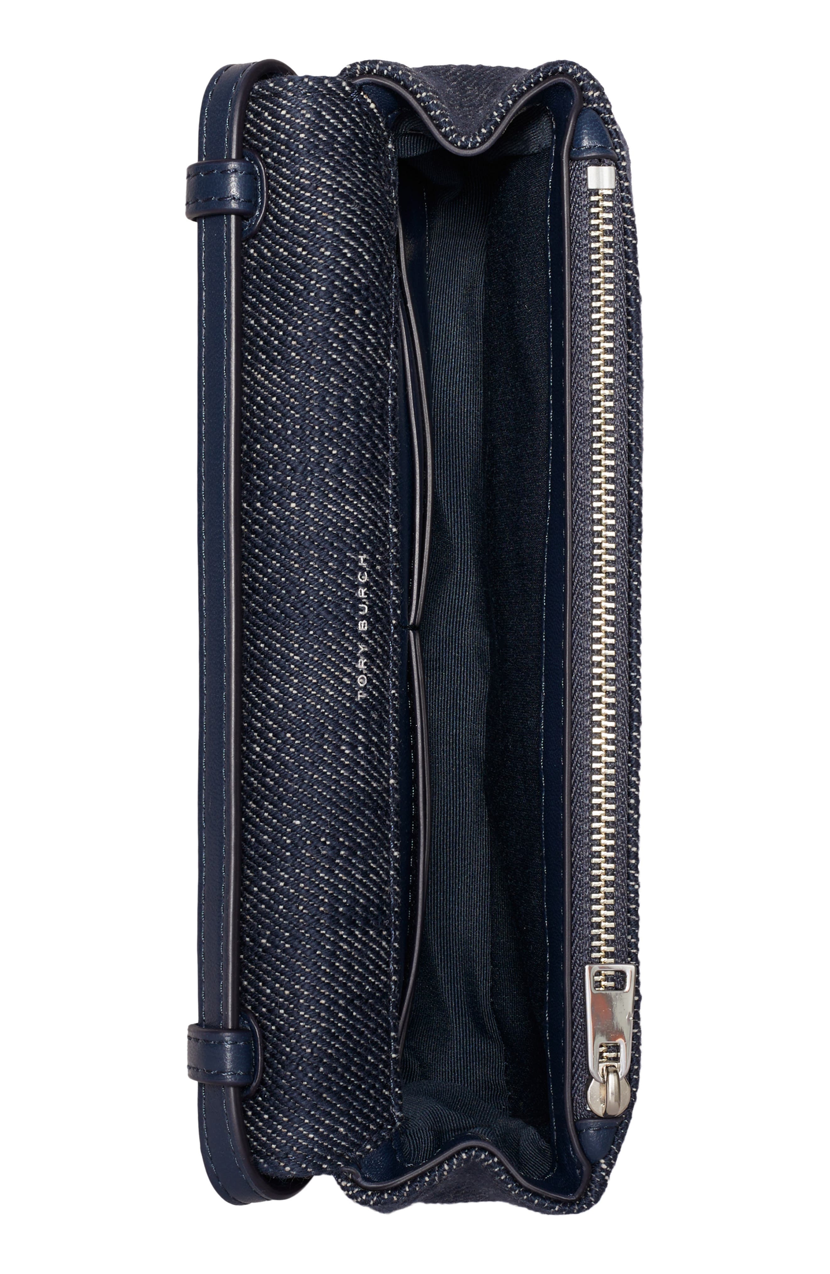 Charlie Denim Wallet on a Strap, Alternate, color, MIDNIGHT