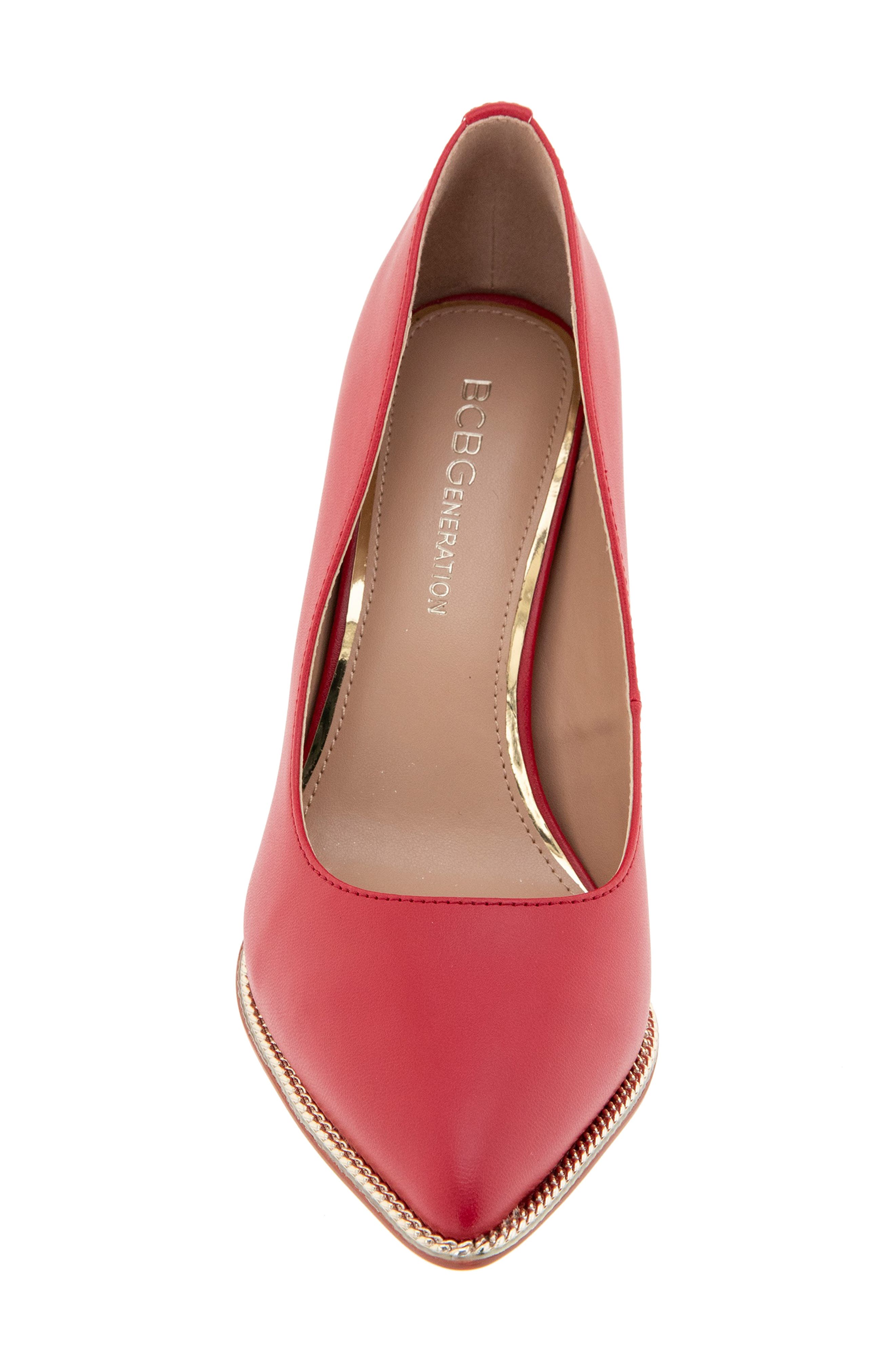 Hiarlia Chain Trim Pointed Toe Pump, Alternate, color, LIPSTICK