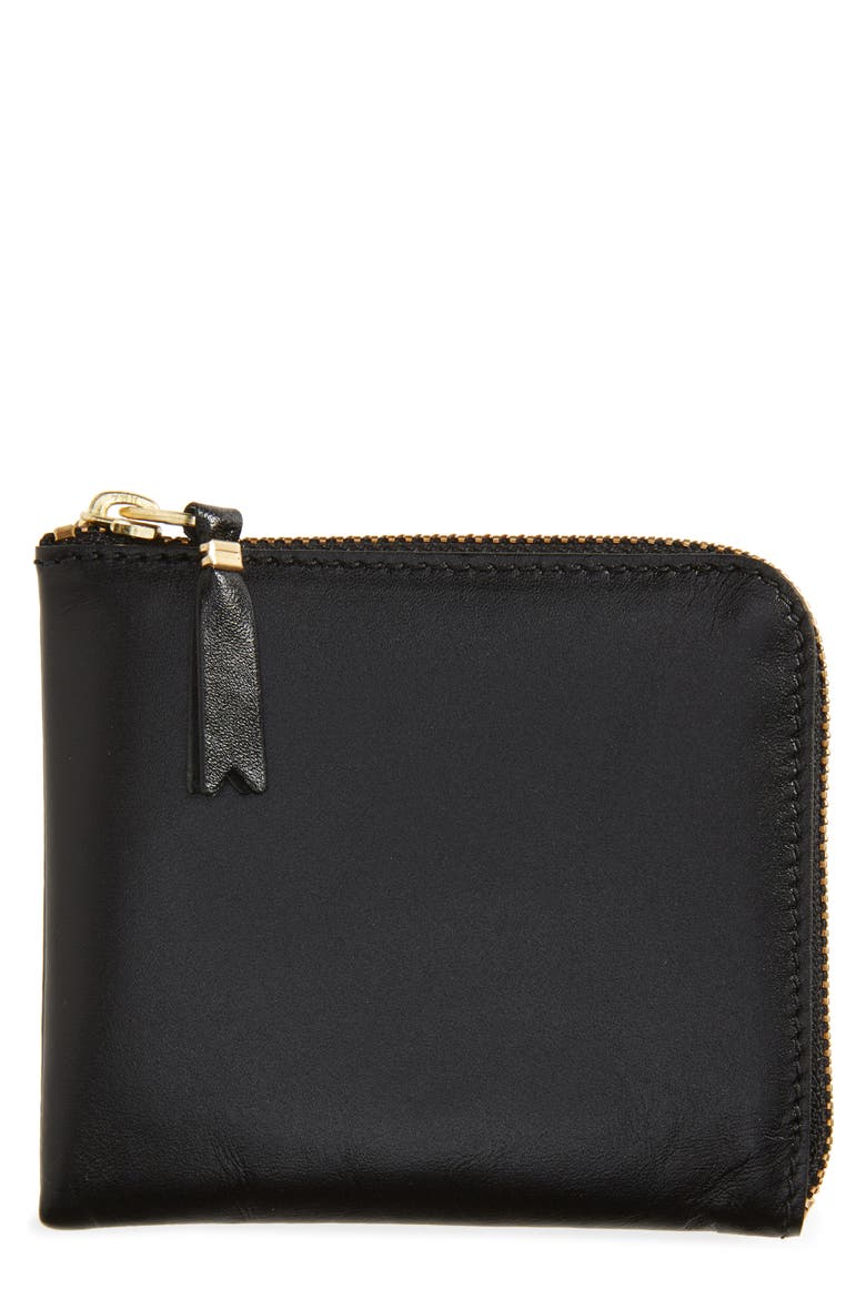 Classic Leather Half Zip Wallet, Main, color, BLACK