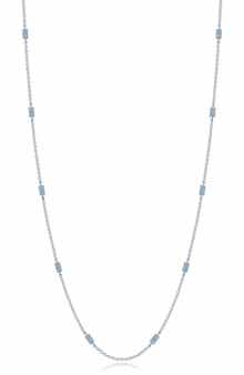 Classic Simulated Blue Topaz Station Necklace