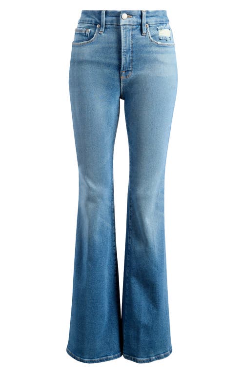 Good American Good Legs High Waist Ripped Flare Leg Jeans In Indigo745