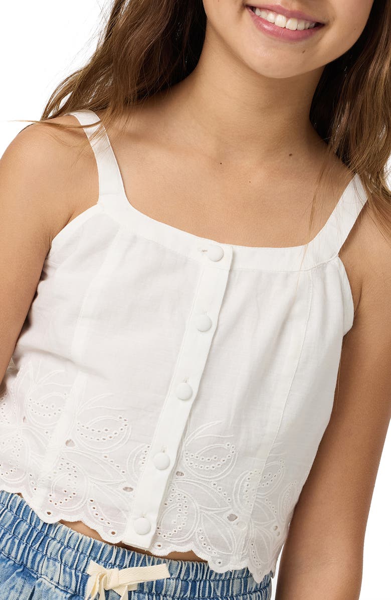 O'Neill Annalee Eyelet Cotton Button-Up Tank, Alternate, color, White