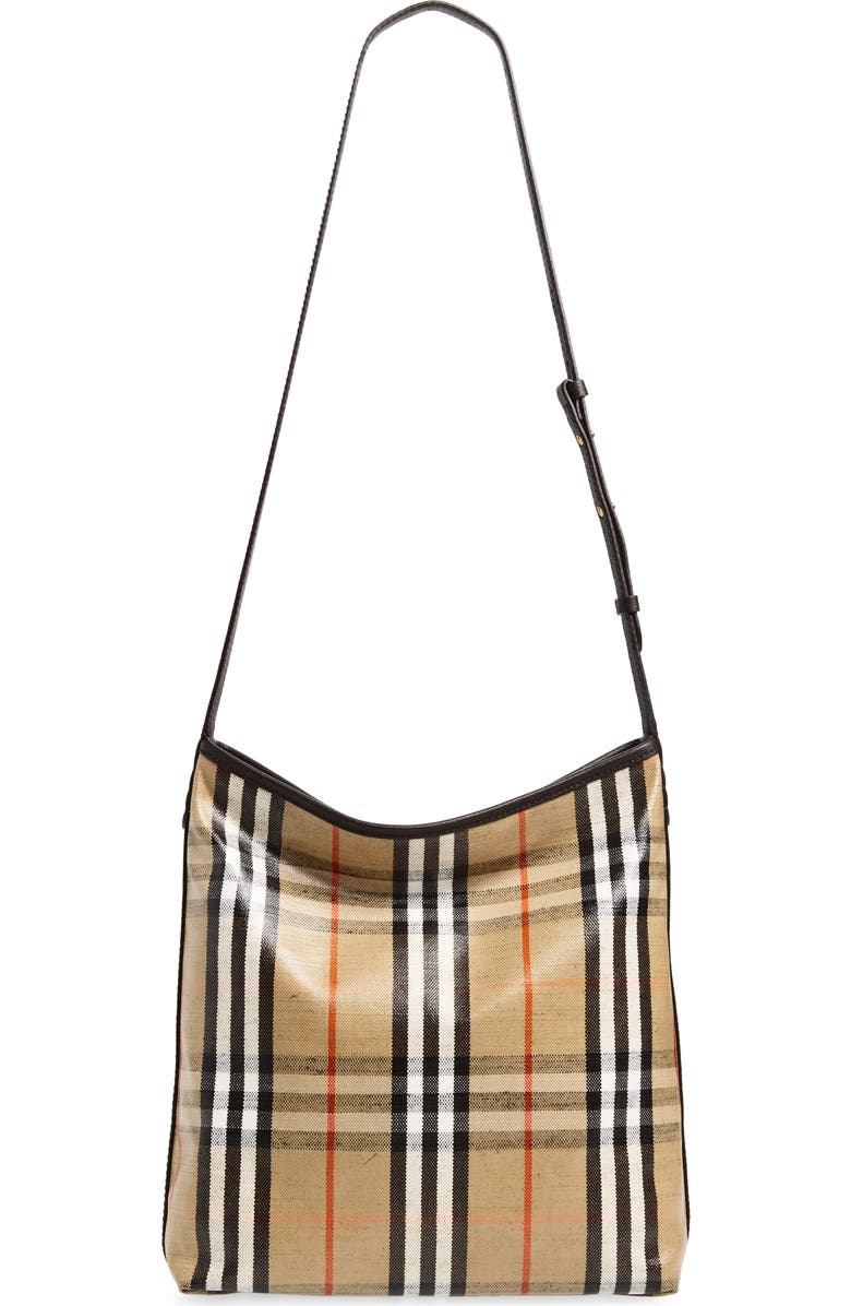 Burberry Small Highlands Coated Canvas Crossbody Bag, Alternate, color, Sand
