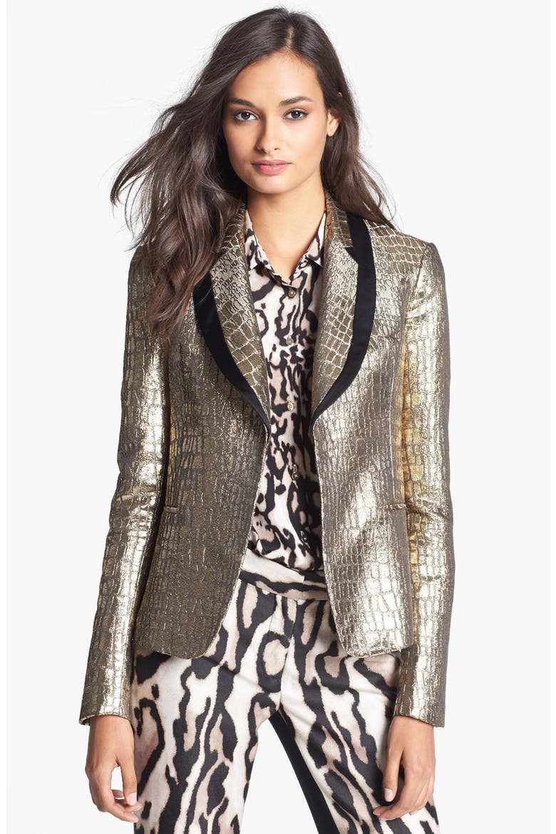 'Ofelia' Metallic Blazer, Main, color, GOLD/ BLACK