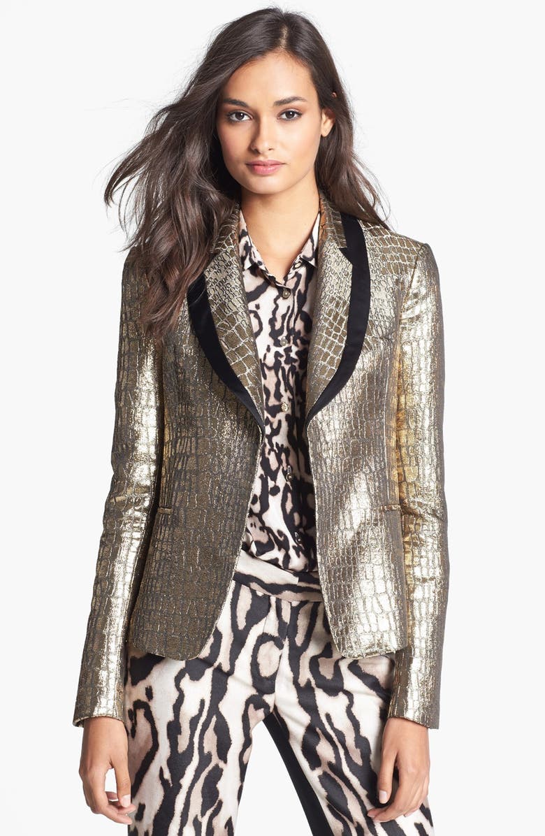 Diane von Furstenberg 'Ofelia' Metallic Blazer, Main, color,