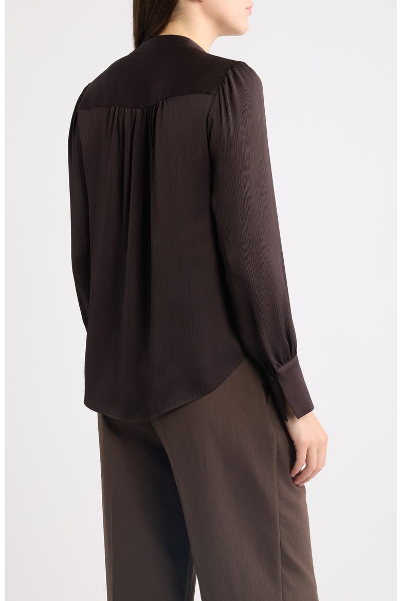 Pleat Front V-Neck Top, Alternate, color, DEEP MAHOGANY