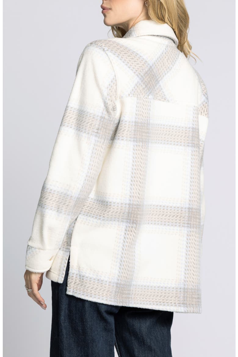 Santa Fe Plaid Fleece Shirt Jacket, Alternate, color, IVORY/ BROWN PLAID
