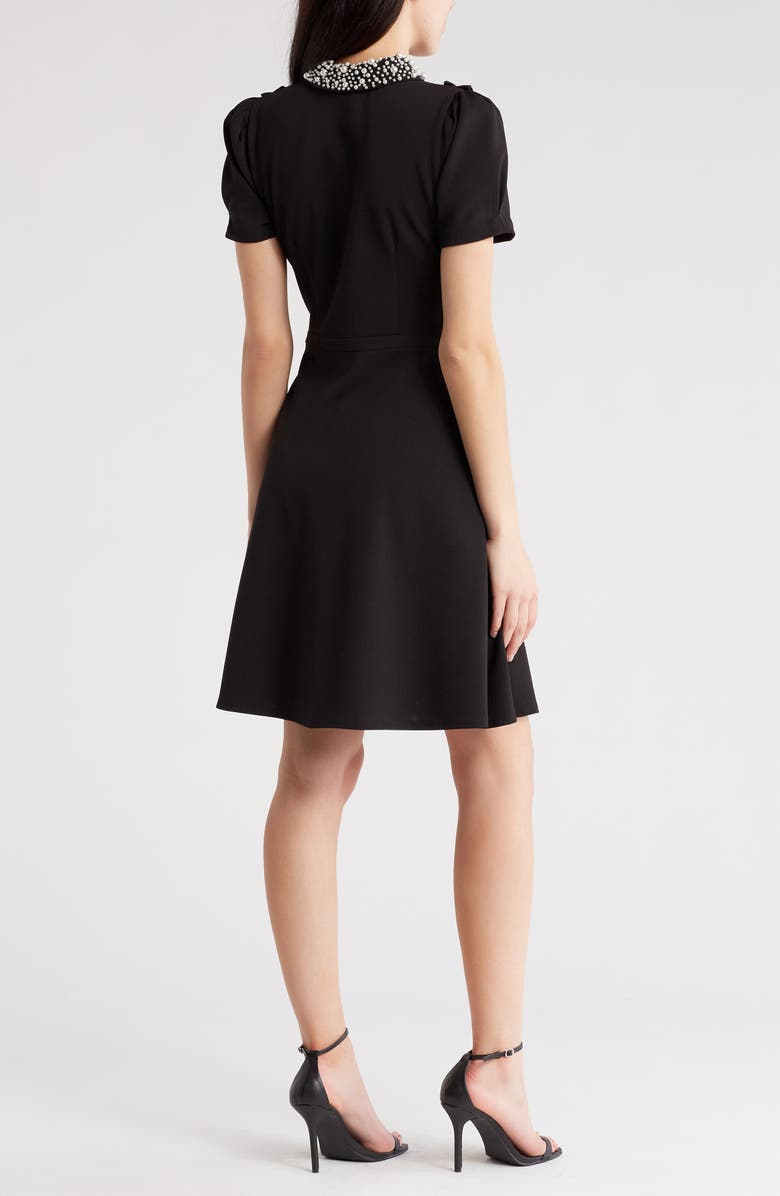 KARL LAGERFELD PARIS Imitation Pearl Scuba Dress, Alternate, color, 