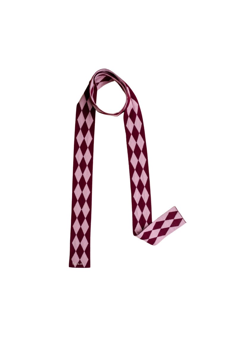 Merino Wool Harlequin Skinny Scarf, Main, color, Burgundy Harlequin