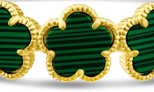 Cz By Kenneth Jay Lane Cz & Faux Malachite Clover Bangle Bracelet In Multi