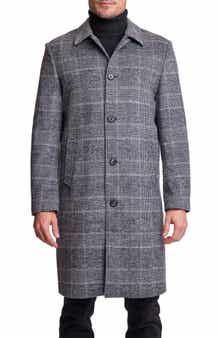 Glen Check Wool Blend Overcoat