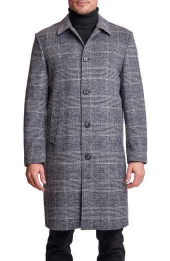 Glen Check Wool Blend Overcoat