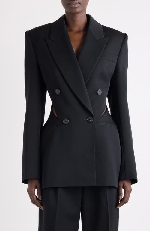 Givenchy Double Breasted Slashed Wool Blazer In Black