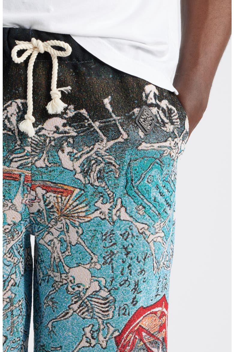 Jigoku Dayu Drawstrings Pants, Alternate, color, BLUE/ GREEN