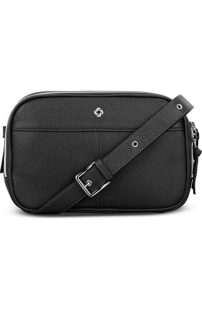 Samsonite Mobile Solution 2 Leather Crossbody Bag, Main, color, Black