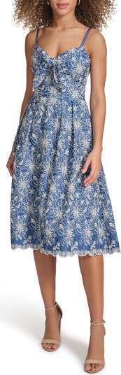 Embroidered Chambray Dress