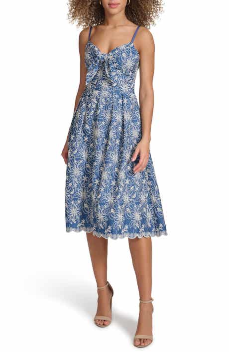Kensie Embroidered Chambray Dress