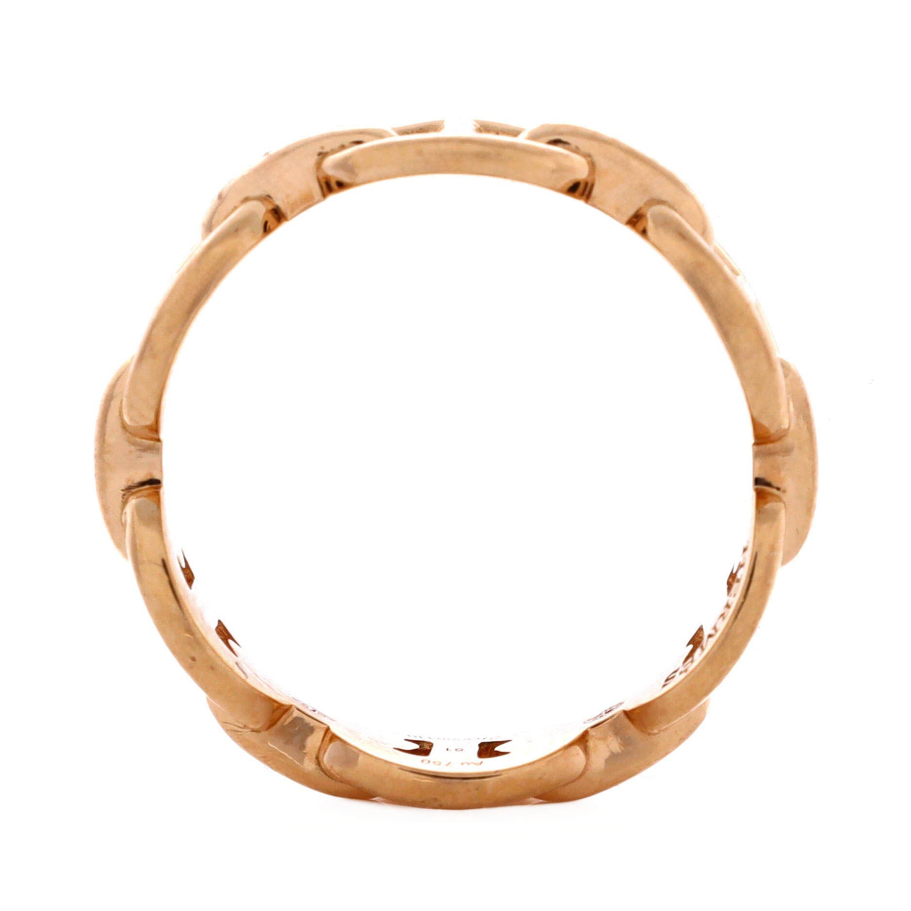Pre-Owned Hermes Chaine d'Ancre Enchainee Ring 18K Rose Gold Small, Alternate, color, Rose Gold