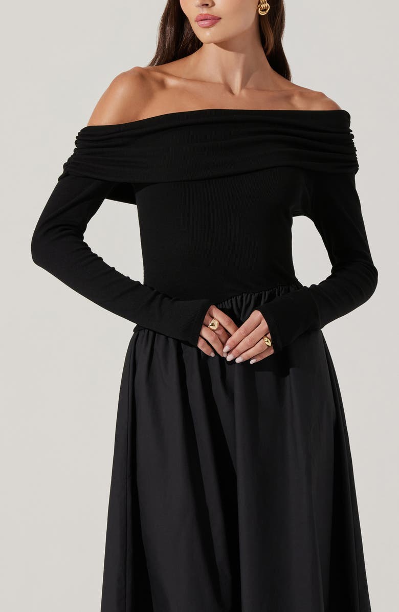 ASTR the Label Off the Shoulder Long Sleeve Dress, Alternate, color, Black