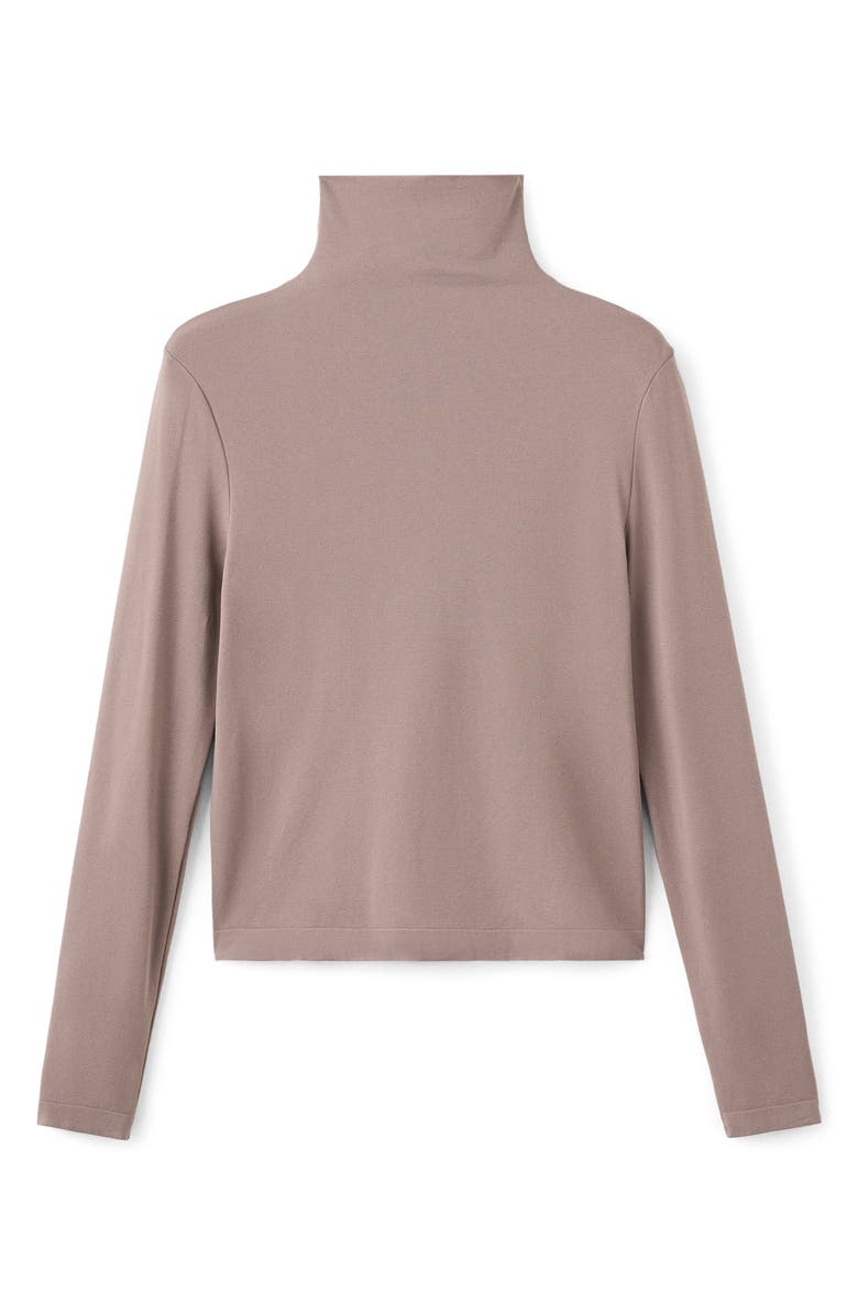 MANGO Seamless Turtleneck Top, Alternate, color, Light/ Pastel Brown