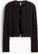 H&M Pointelle-knit Tie-front Cardigan