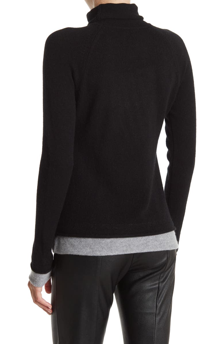 Griffen Double Trim Funnel Neck Cashmere Sweater, Alternate, color, 