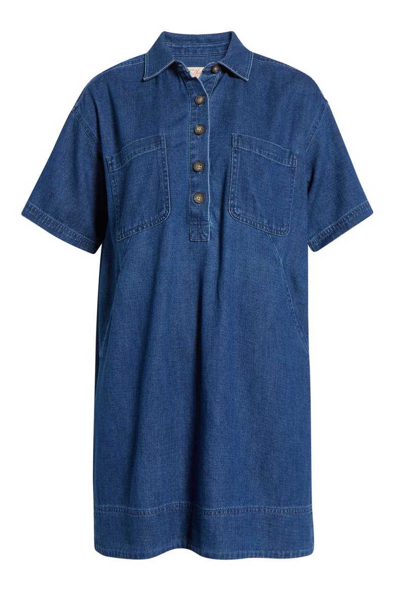 Liza Denim Minidress, Alternate, color, MEDIUM WASH