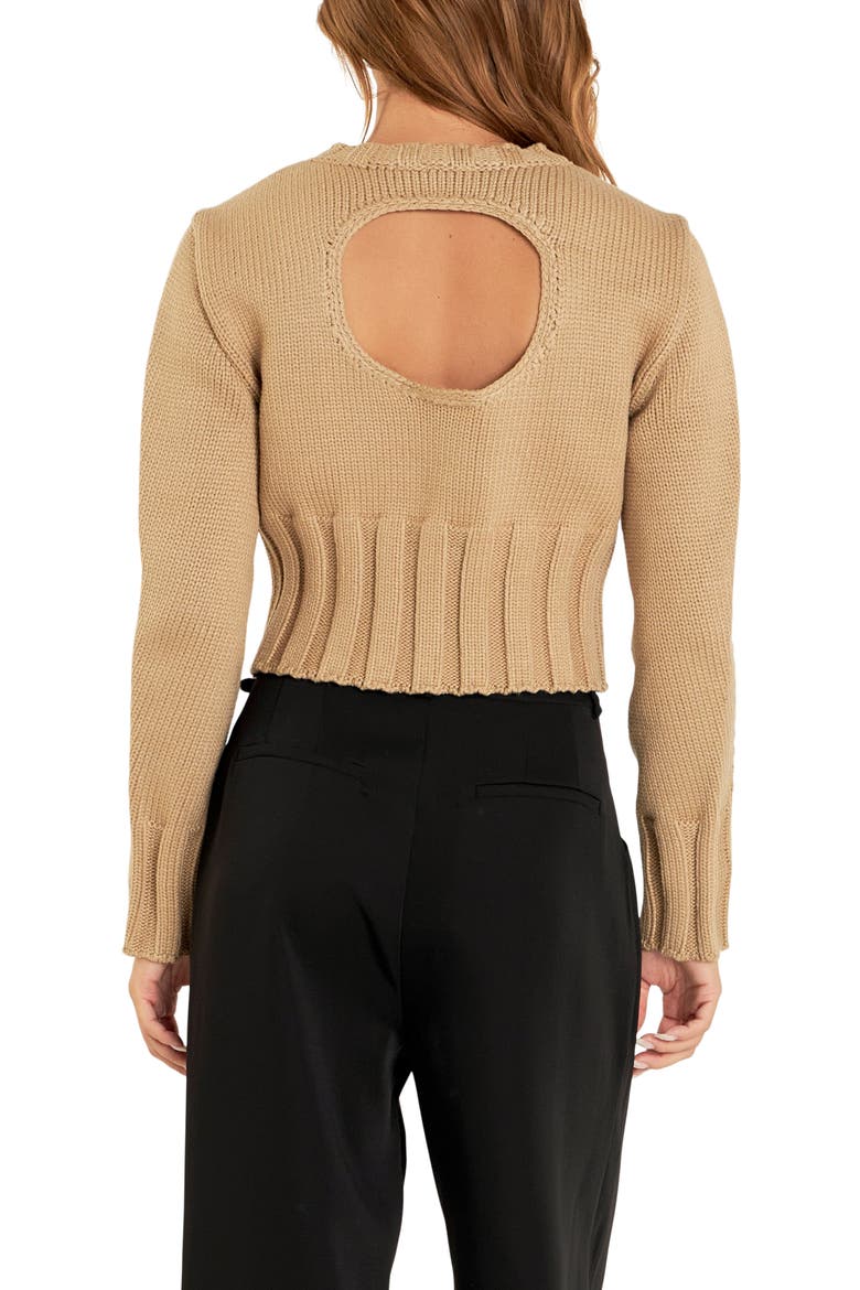 Cutout Crop Sweater, Alternate, color, TAUPE