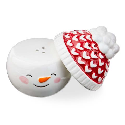 Multicolor Ceramic Snowman Salt and Pepper Shakers Set