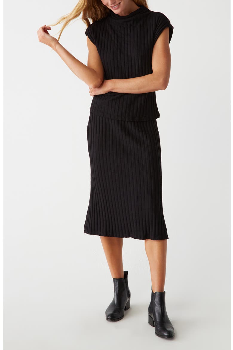 Shania Rib Midi Skirt, Alternate, color, BLACK