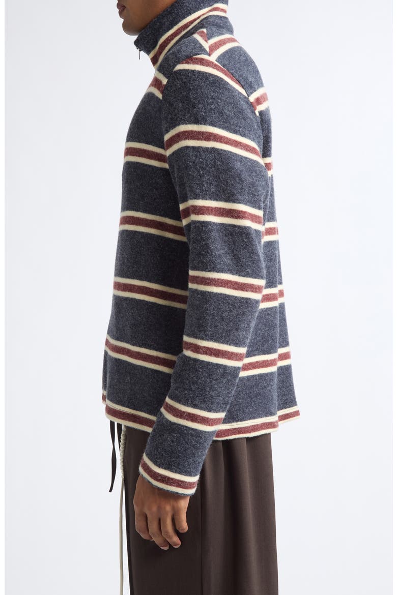 Striped Zip Up Funnel Neck Jacket, Alternate, color, NAVY