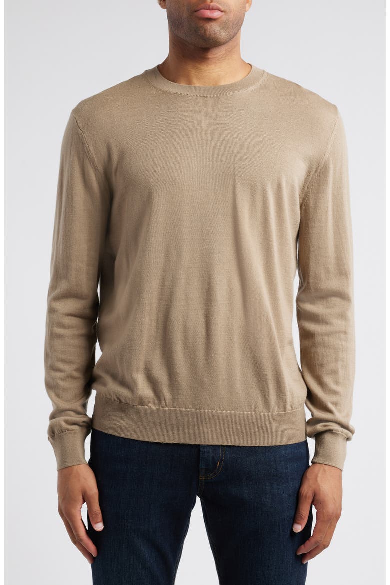 Crewneck Wool Sweater, Main, color, SAND