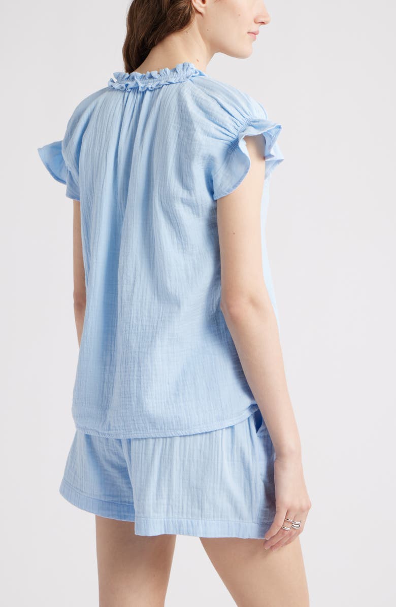 Caslon<sup>®</sup> Ruffle Cotton Gauze Top, Alternate, color, Blue Windsurfer